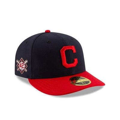 Blue Cleveland Indians Hat - New Era MLB Jackie Robinson Day Low Profile 59FIFTY Fitted Caps USA5602734